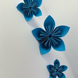 Blue Origami Flower Wall Decor